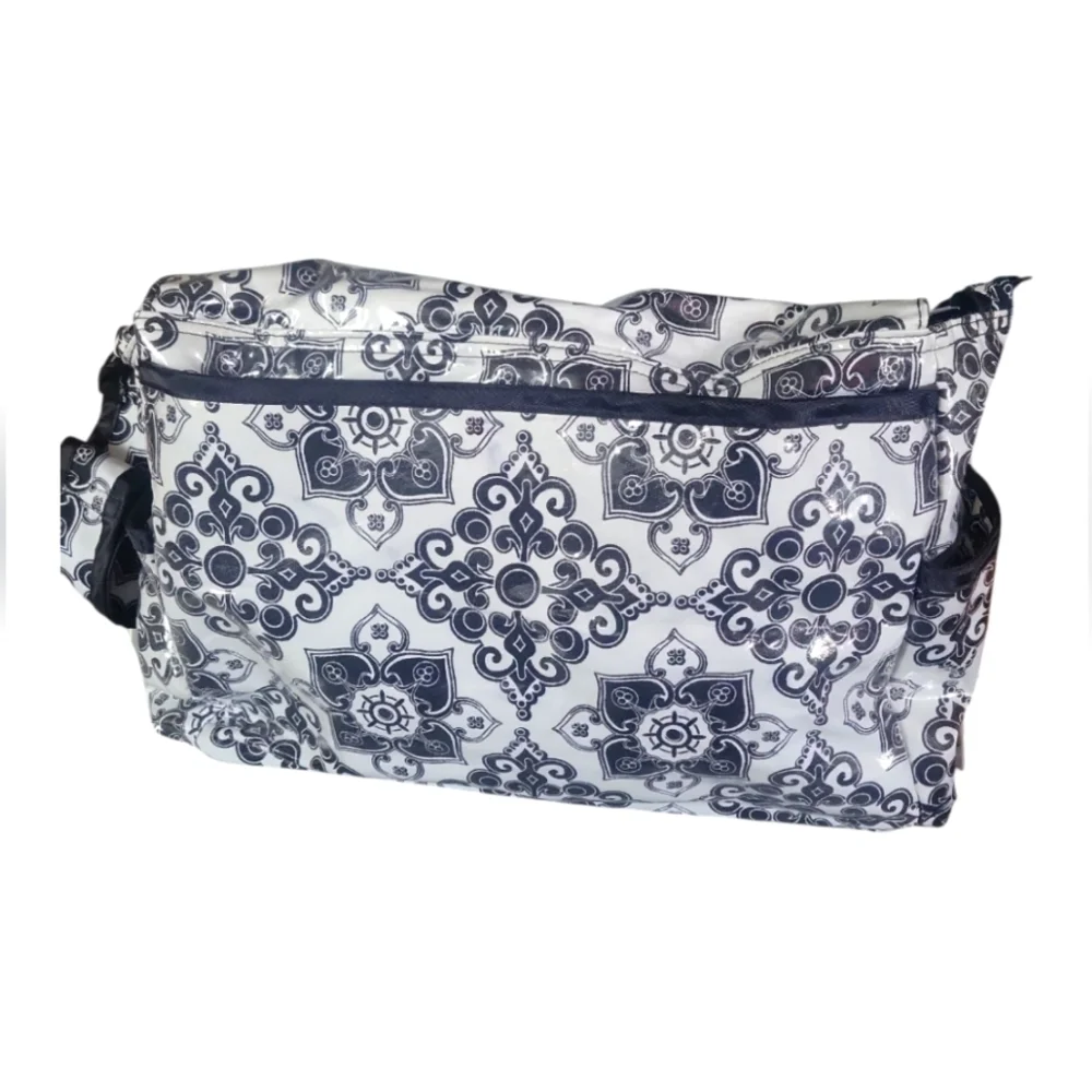 Trend Lab Black and White Floral Baby Diaper Bag Utility Set With Bottle Bag